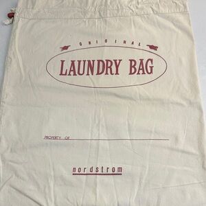 Vintage Nordstrom Cotton Laundry Bag . .Drawstring White & Burgundy